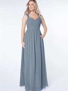 Azazie Sleeveless Dusty Blue Maxi Dress with Sweetheart Bodice
